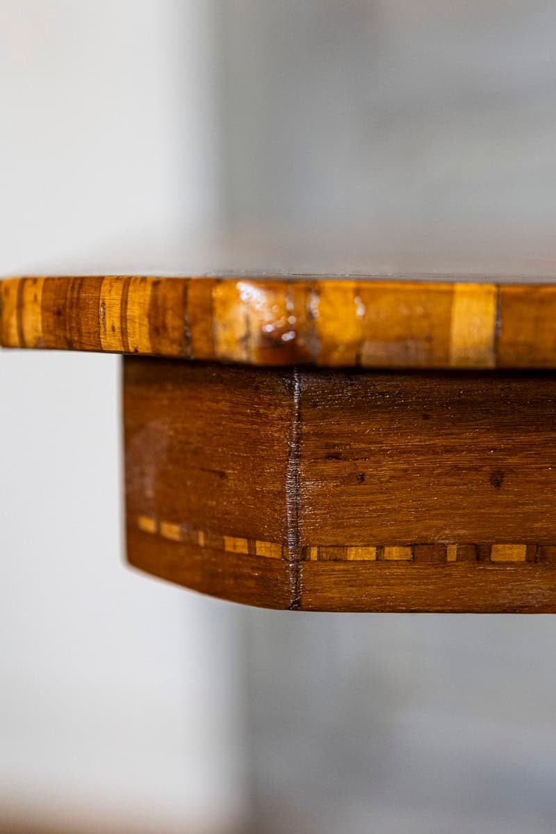 Italian 19th Century Walnut, Mahogany and Ash Game Side Table with Marquetry Top - JAA