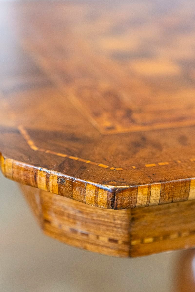 Italian 19th Century Walnut, Mahogany and Ash Game Side Table with Marquetry Top - JAA
