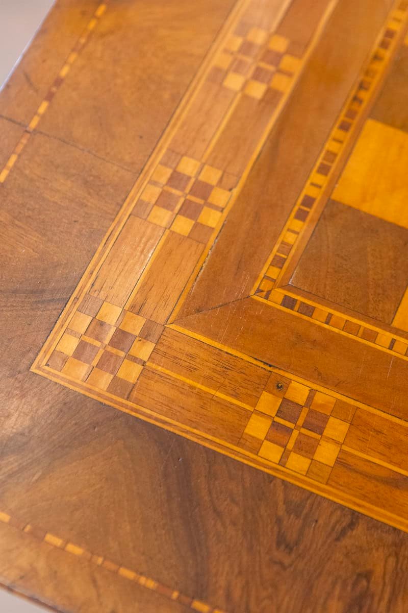 Italian 19th Century Walnut, Mahogany and Ash Game Side Table with Marquetry Top - JAA