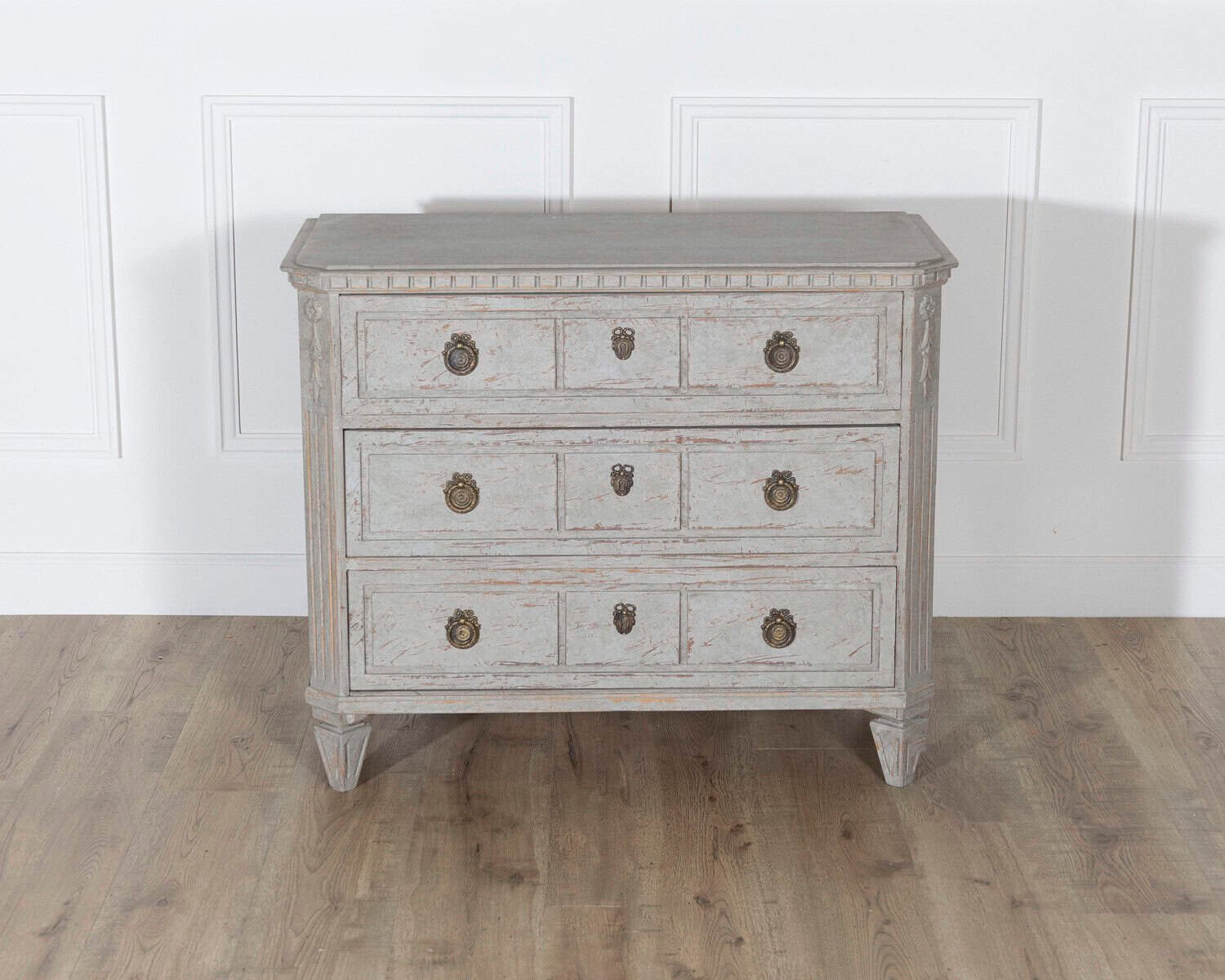 Pair of 19th Century Swedish Gustavian Painted Chests of Drawers - JAA