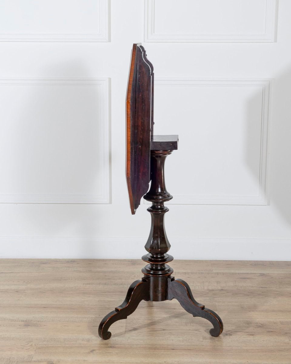Empire Octagonal Sail Table in Walnut with Precious Wood Veneer, Milan, Early 19th Century - JAA