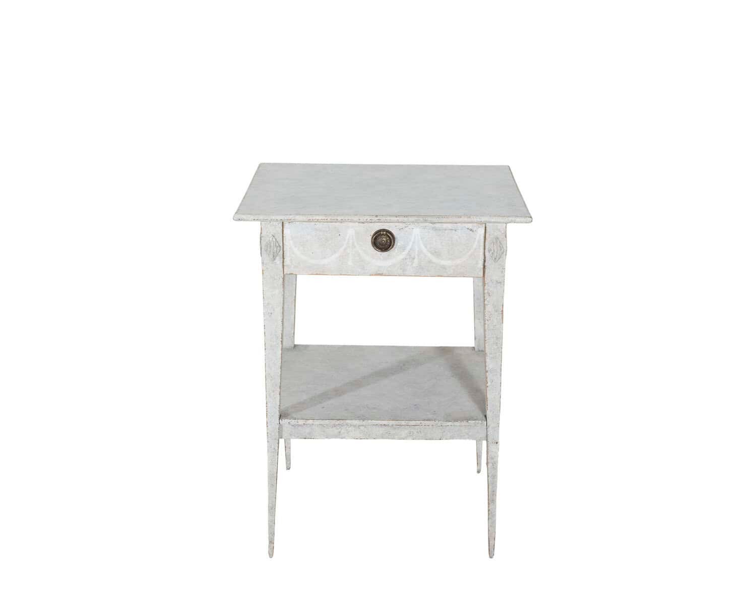 Swedish Gustavian Painted Console Table with Drawer and Shelf, Circa 1860