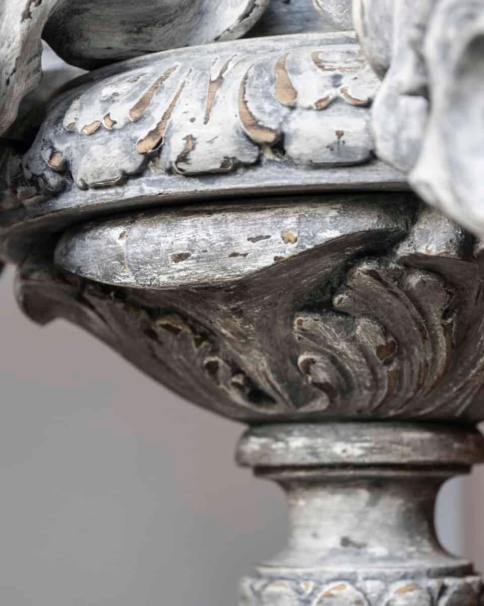 French 20th Century Painted and Carved Wood Chandelier - JAA