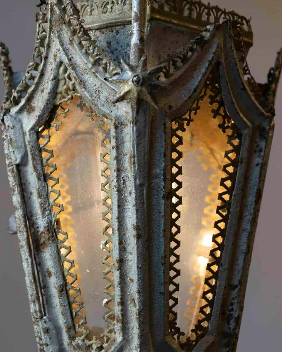English 19th Century Painted Iron Gothic Revival Period Lanterns - JAA