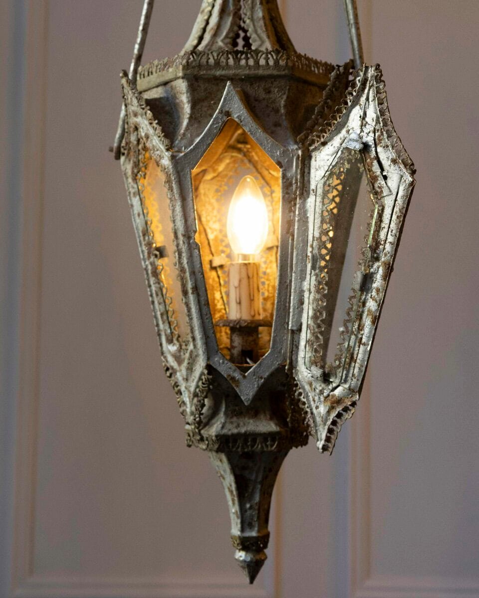 English 19th Century Painted Iron Gothic Revival Period Lanterns - JAA