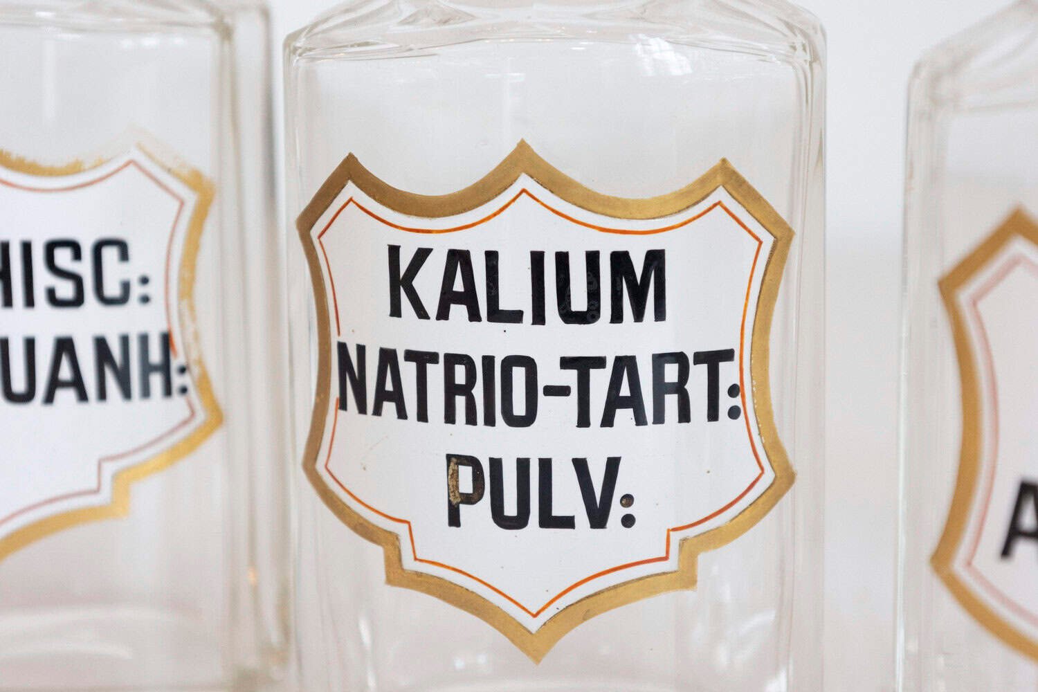 French Louis-Philippe Period 1840s Glass Apothecary Jars with Latin Labels - JAA