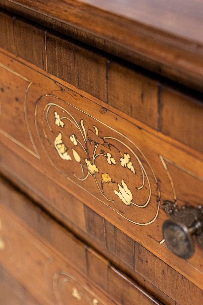 Italian 18th Century Walnut, Mahogany and Ash Two-Drawer Commode with Marquetry - JAA