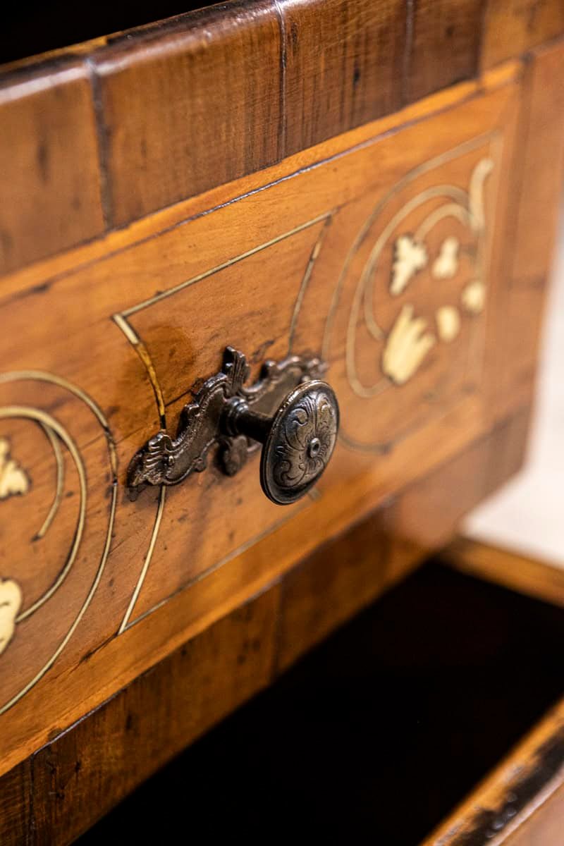 Italian 18th Century Walnut, Mahogany and Ash Two-Drawer Commode with Marquetry - JAA