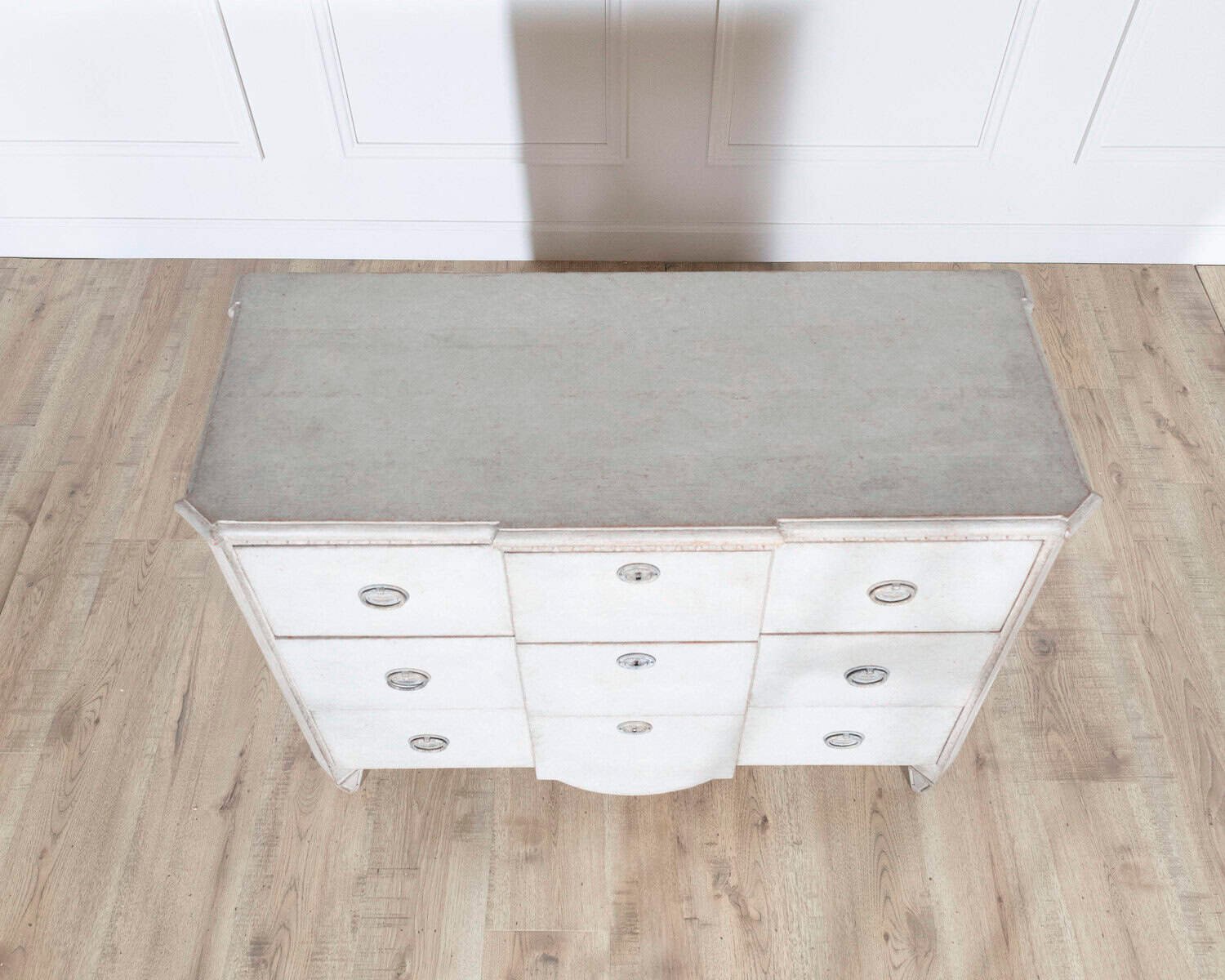 Gustavian Style Painted Chest of Drawers with Brass Handles - JAA