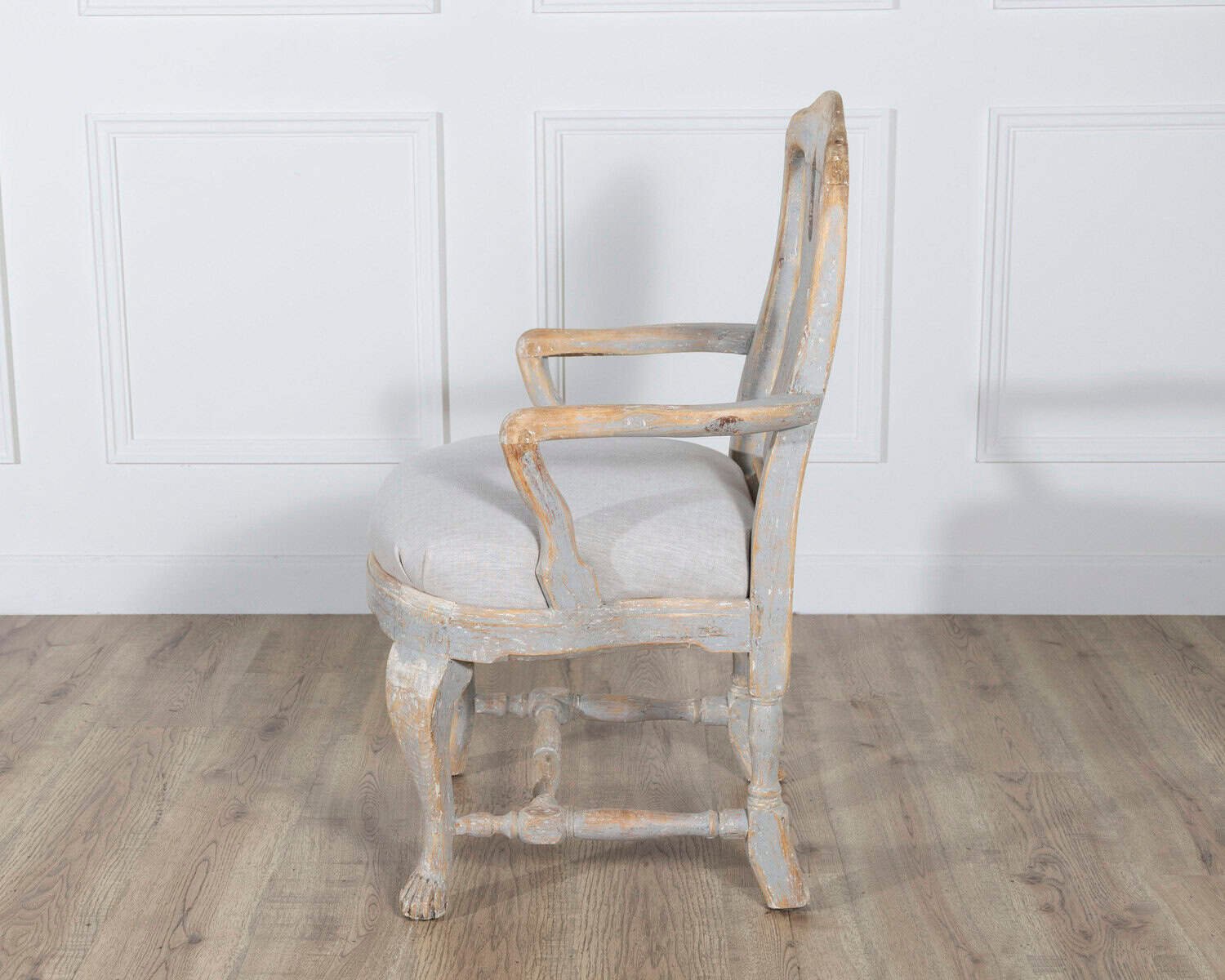 Pair of Swedish Rococo Carved Armchairs with Original Patina - JAA