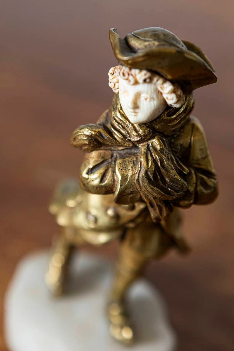 French Early 20th Century Gilt Bronze and Ivory Chryselephantine Sculpture of a Child on Marble Base - JAA