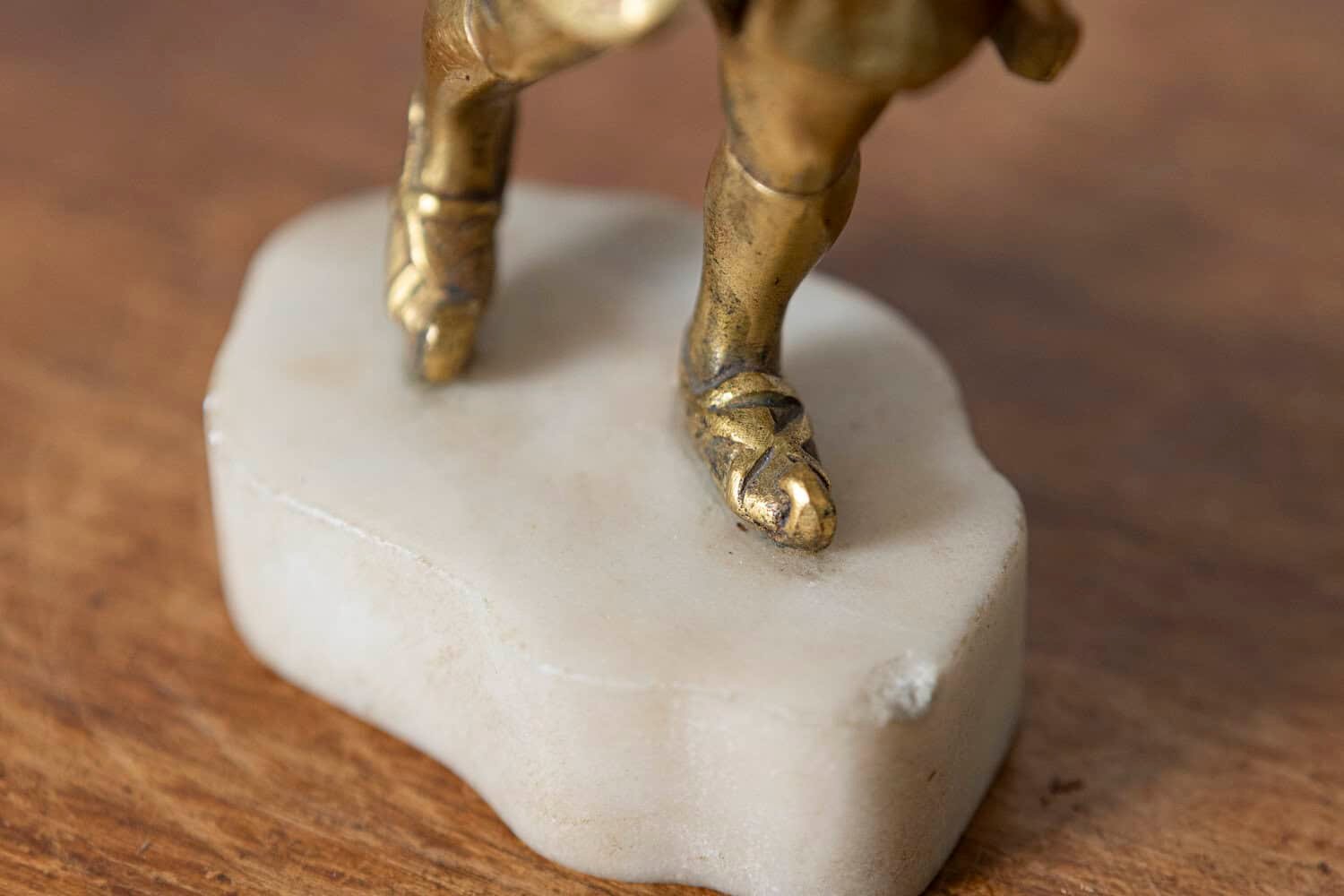 French Early 20th Century Gilt Bronze and Ivory Chryselephantine Sculpture of a Child on Marble Base - JAA