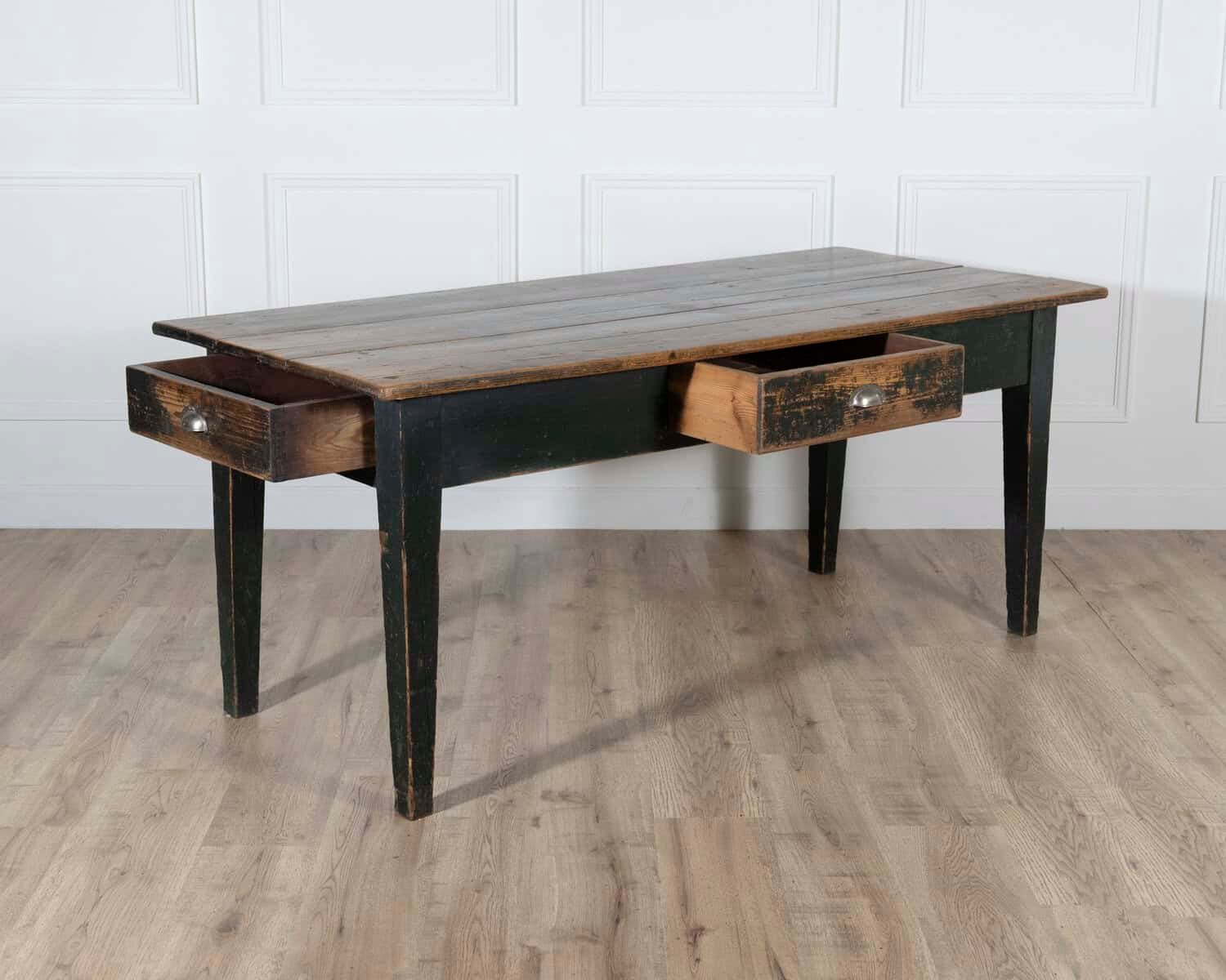 Swedish Antique Country Kitchen Table with Drawers, 19th Century - JAA