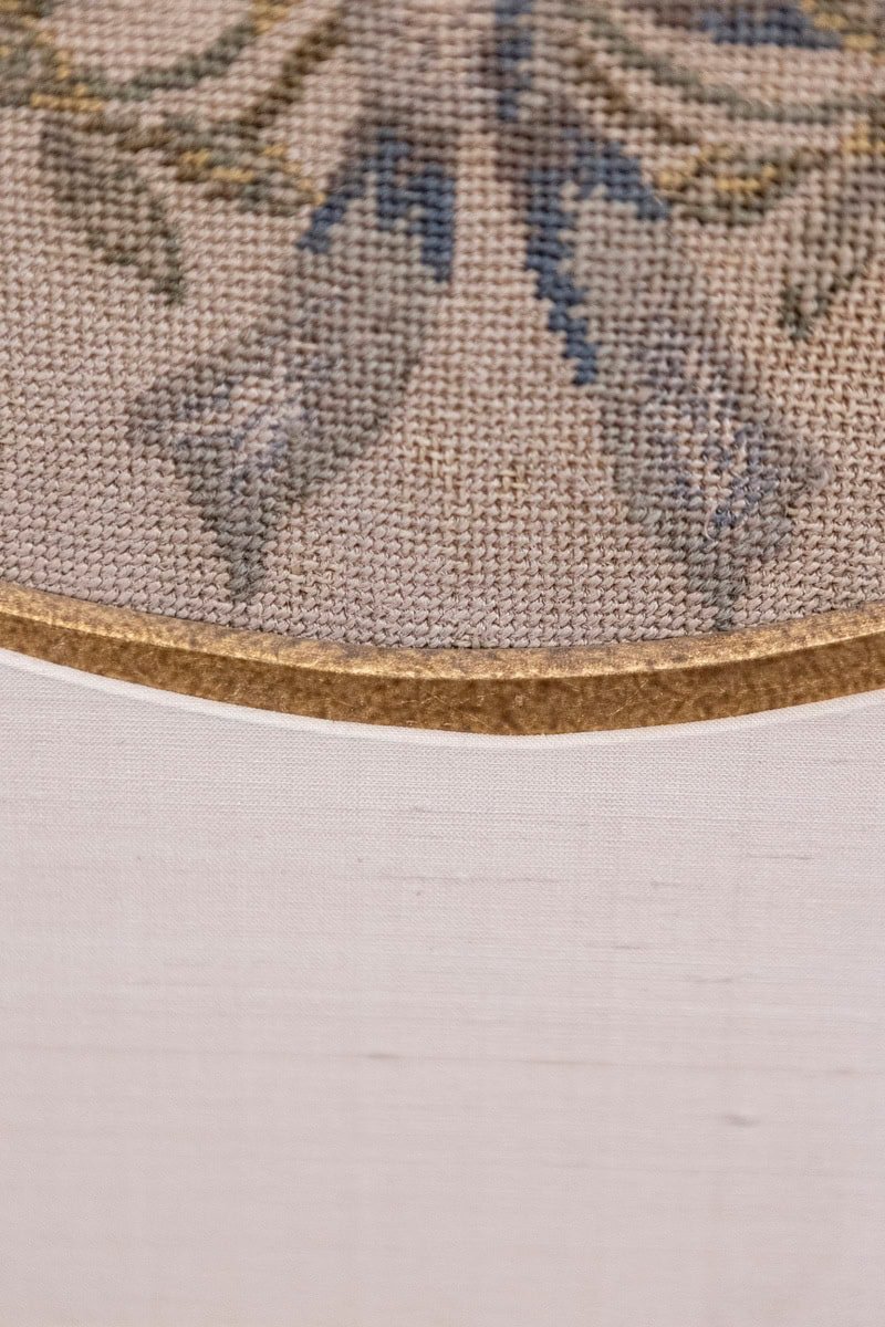 French 19th Century Framed Aubusson Oval Floral Tapestry in Giltwood Frame - JAA