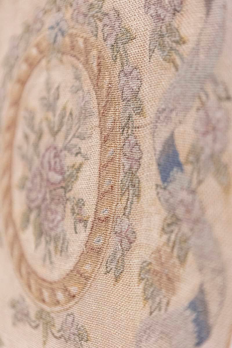 French 19th Century Framed Aubusson Oval Floral Tapestry in Giltwood Frame - JAA