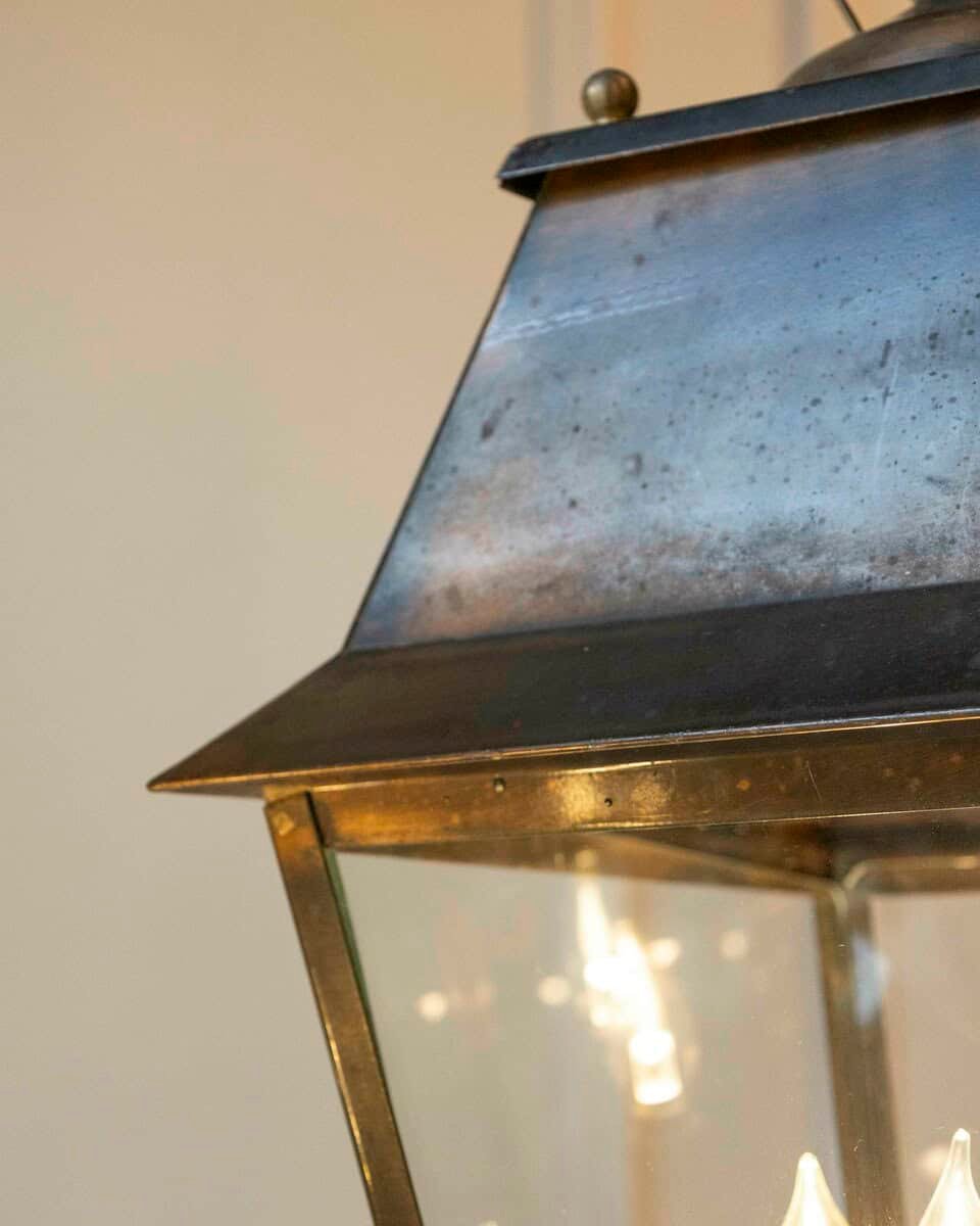 Pair of Early 20th-Century French Copper Hanging Lanterns - JAA