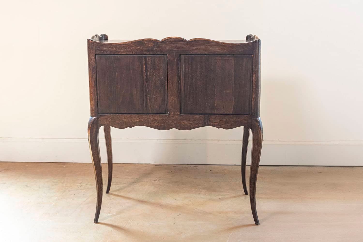 French Oak Table De Chevet with Sliding-Door Cabinets and Three Drawers, 1890s - JAA