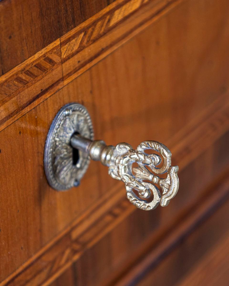 19th Century Neoclassical Inlaid Walnut and Cherry Italian Commode - JAA