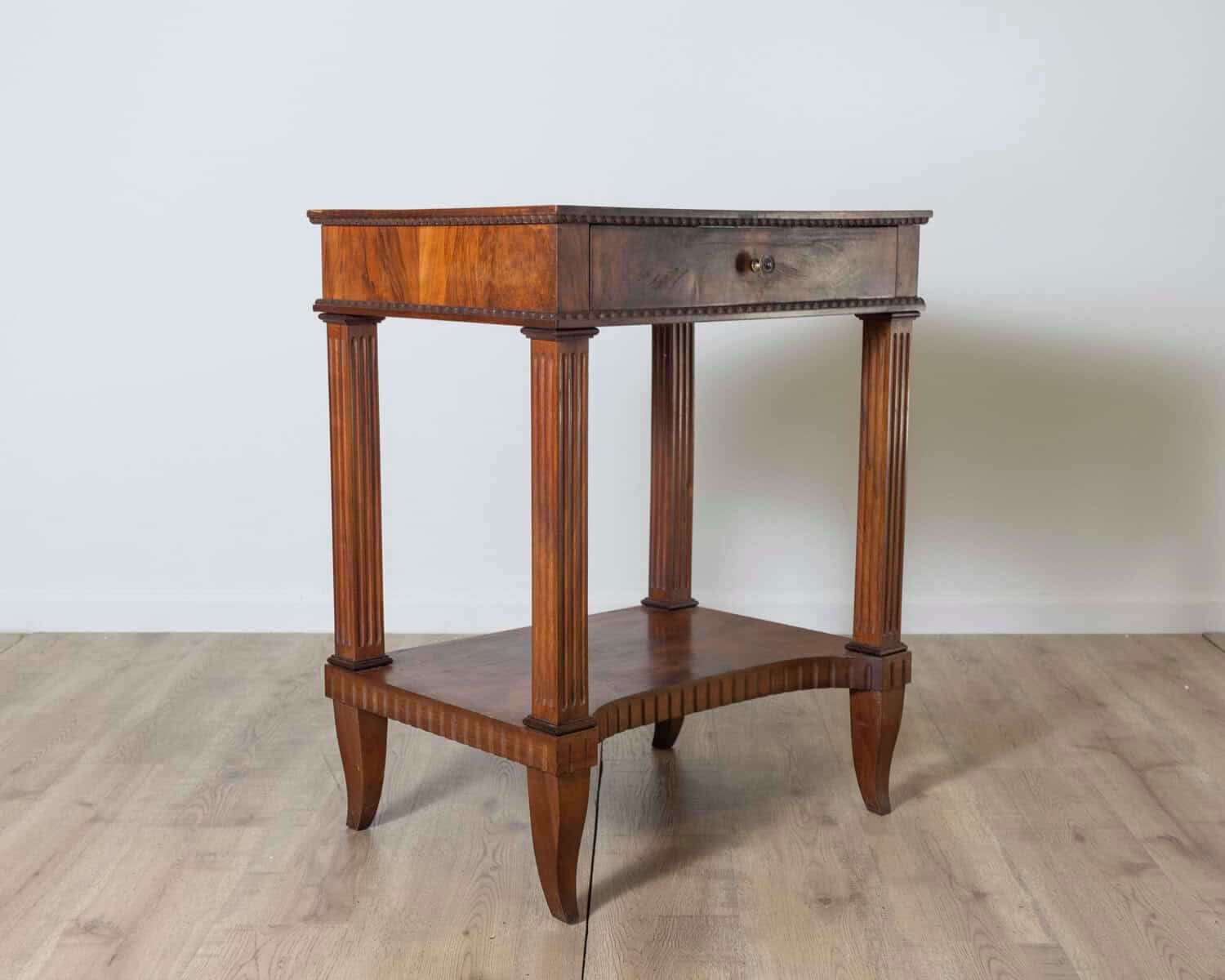 Early 19th Century Italian Walnut Side Table with Fluted Legs - JAA