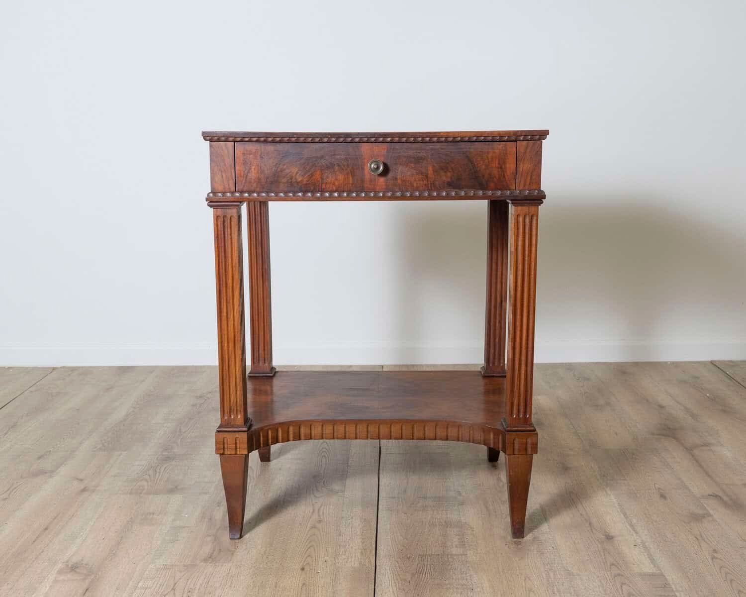 Early 19th Century Italian Walnut Side Table with Fluted Legs - JAA