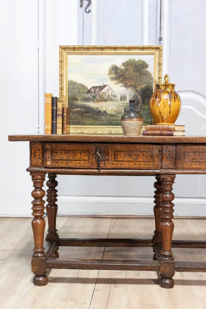 Italian Baroque Period Walnut and Ash 1690s Refectory Table with Turned Legs - JAA