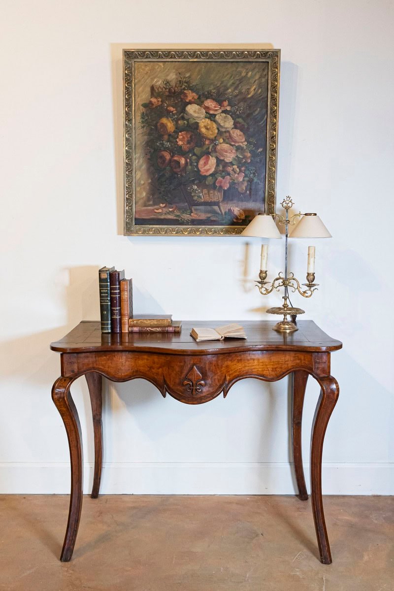 French 18th Century Louis XV Period Provençale Console Table with Fleur-de-Lys - JAA
