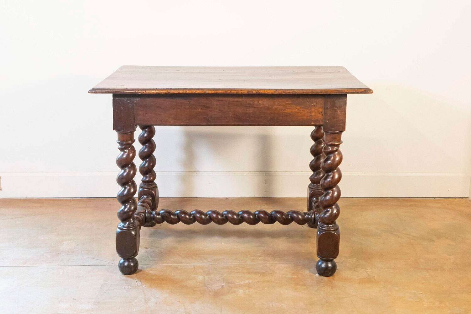 17TH Century French Walnut Side Table with Single Drawer and Barley-Twist Base - JAA