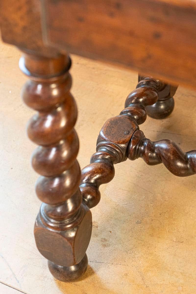 17TH Century French Walnut Side Table with Single Drawer and Barley-Twist Base - JAA