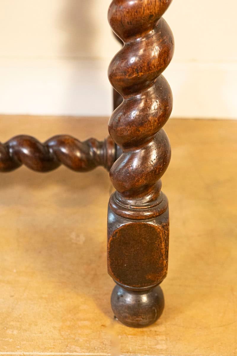 17TH Century French Walnut Side Table with Single Drawer and Barley-Twist Base - JAA