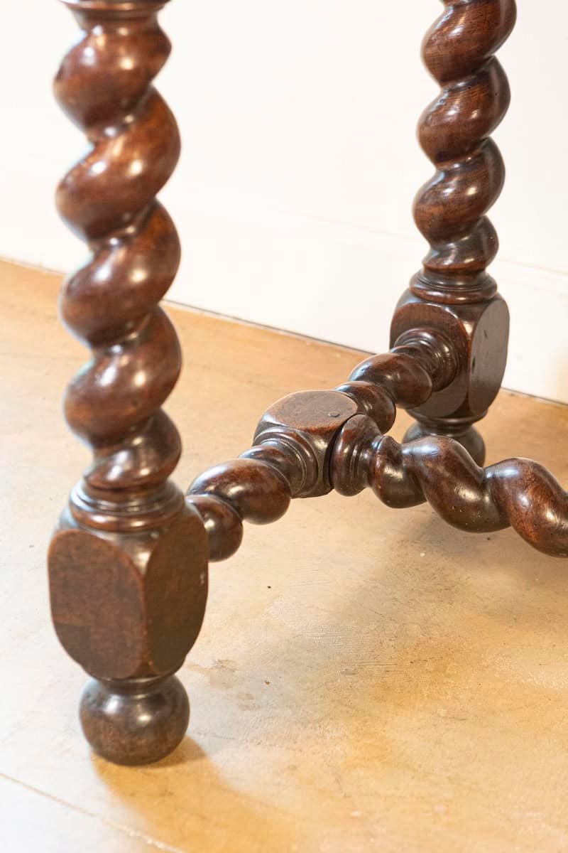 17TH Century French Walnut Side Table with Single Drawer and Barley-Twist Base - JAA