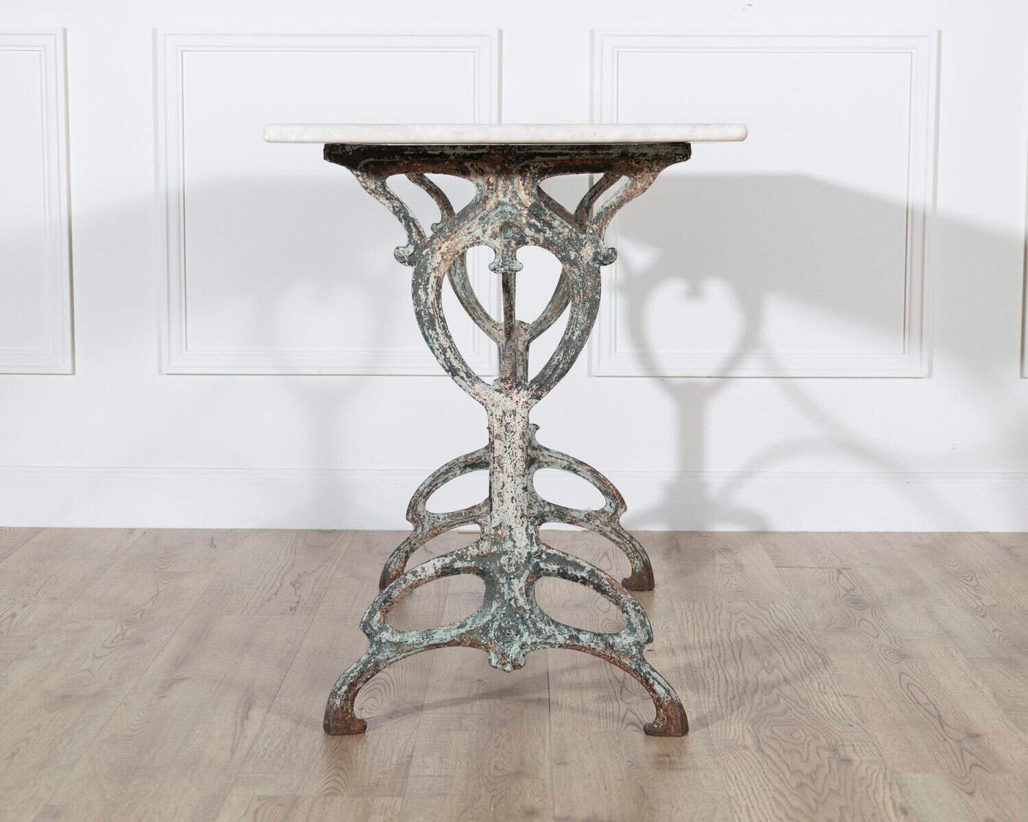 Art Nouveau Cast-Iron Bistro Table with Carrara Marble Top, circa 1900 - JAA