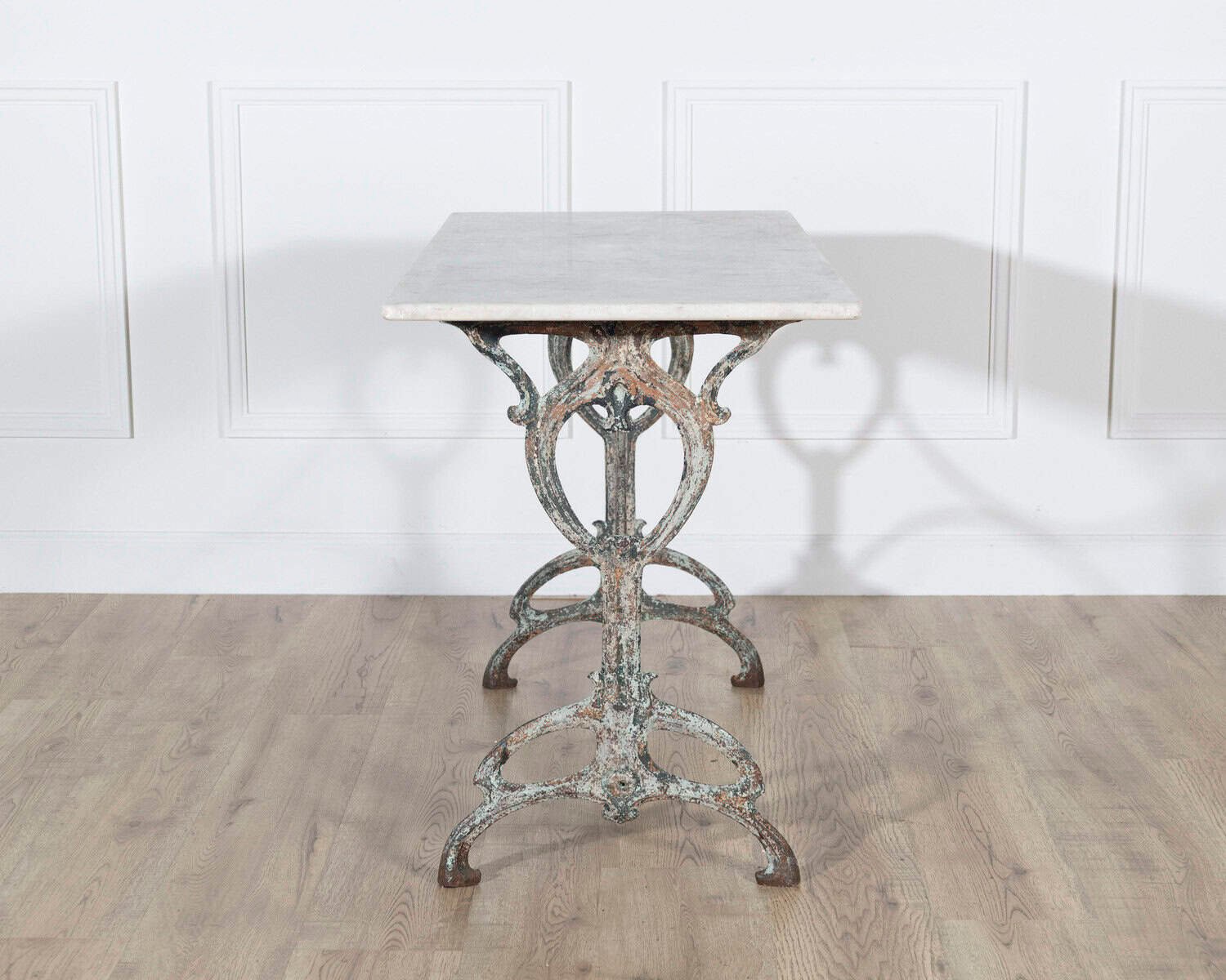 Art Nouveau Cast-Iron Bistro Table with Carrara Marble Top, circa 1900 - JAA