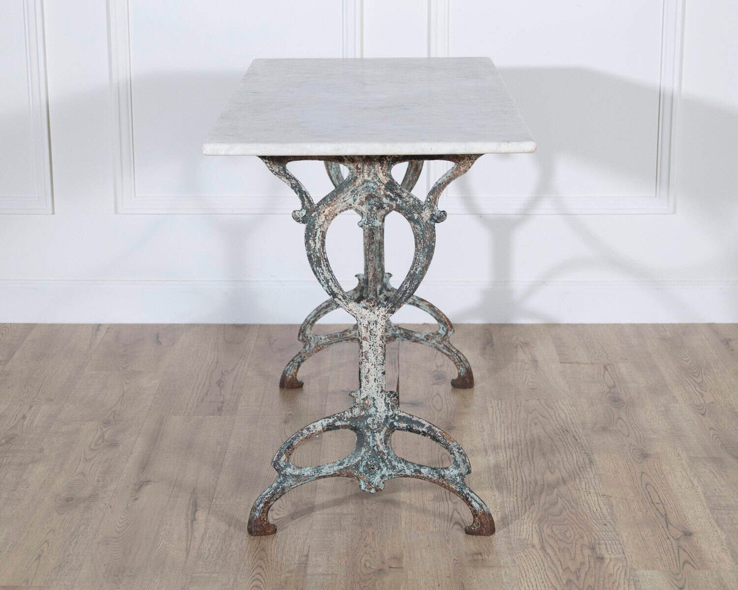 Art Nouveau Cast-Iron Bistro Table with Carrara Marble Top, circa 1900 - JAA