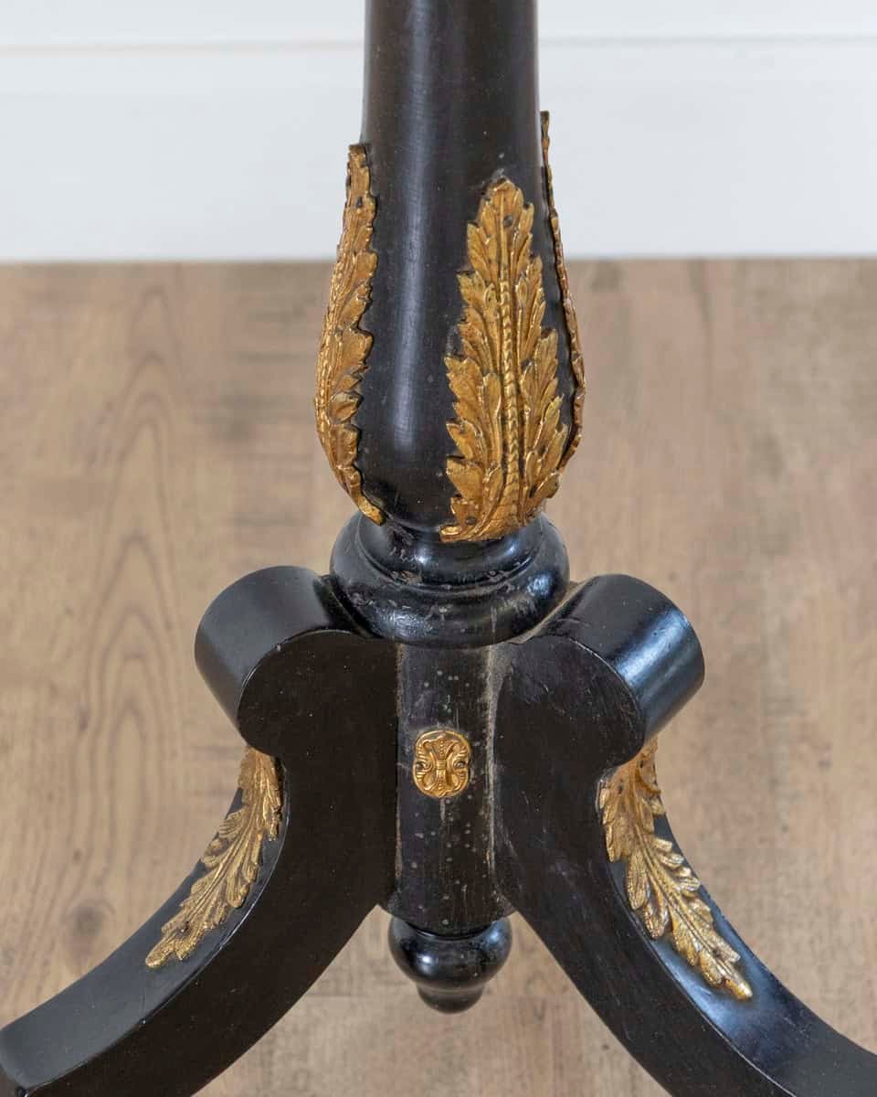 French 19th Century Napoleon III Pedestal Table with Marquetry and Painted Earthenware Basin - JAA
