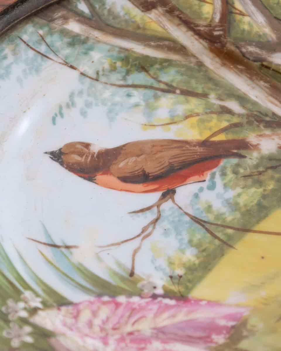 French 19th Century Napoleon III Pedestal Table with Marquetry and Painted Earthenware Basin - JAA