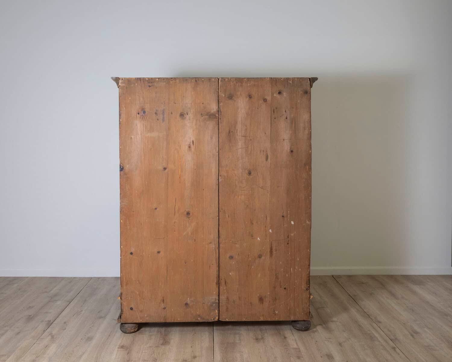 Alpine 19th Century Blue Painted Wardrobe with Hand-Painted Floral Cartouches and Original Hardware - JAA