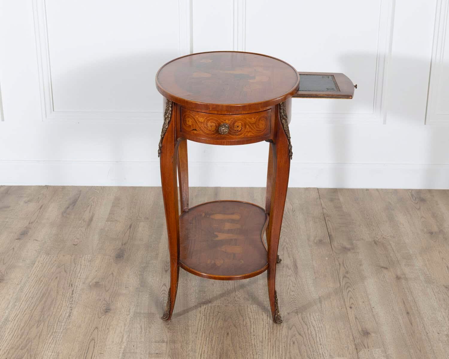 French Late 19th Century Napoleon III Marquetry Side Table with Floral Inlay - JAA