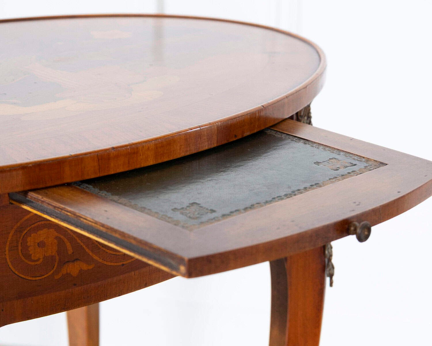 French Late 19th Century Napoleon III Marquetry Side Table with Floral Inlay - JAA