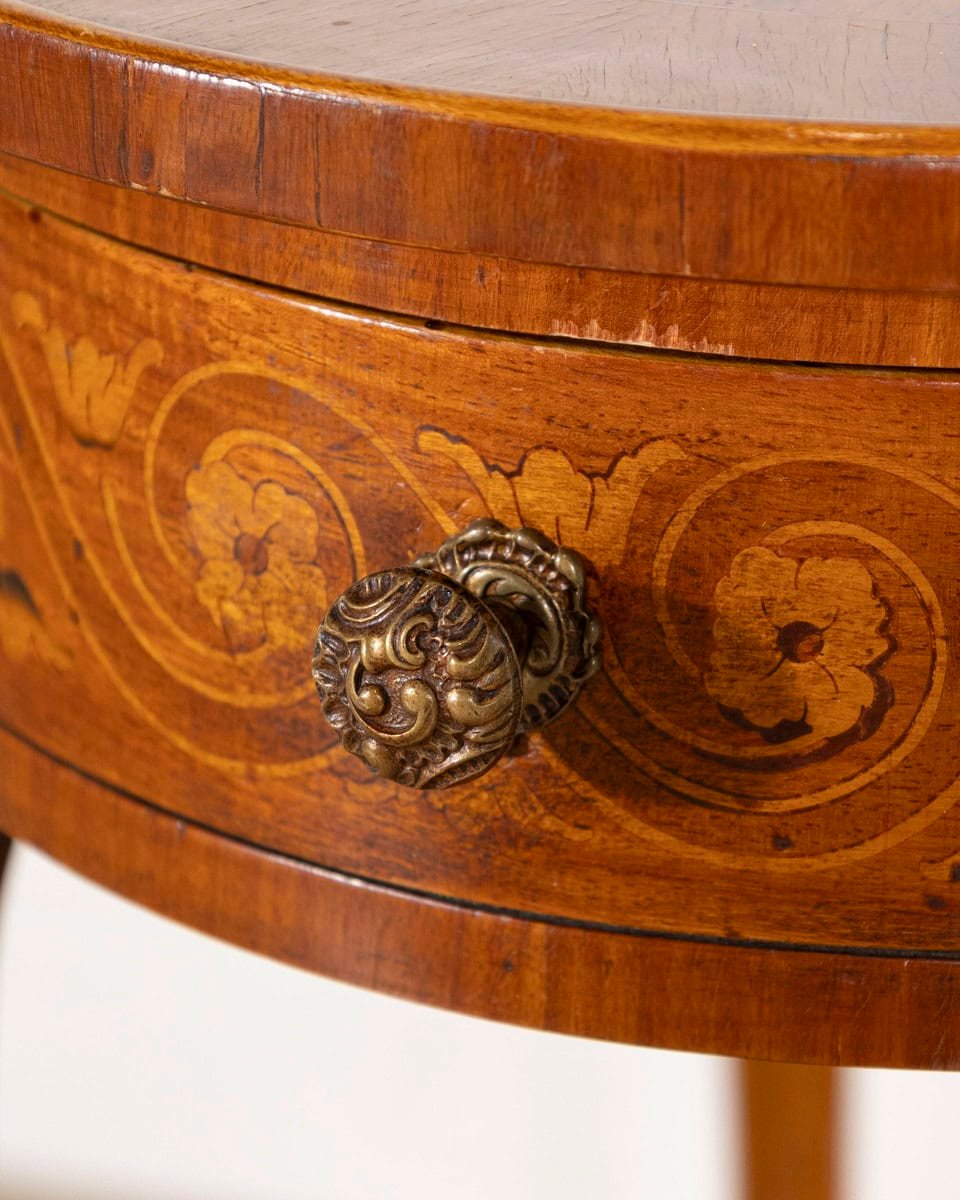 French Late 19th Century Napoleon III Marquetry Side Table with Floral Inlay - JAA