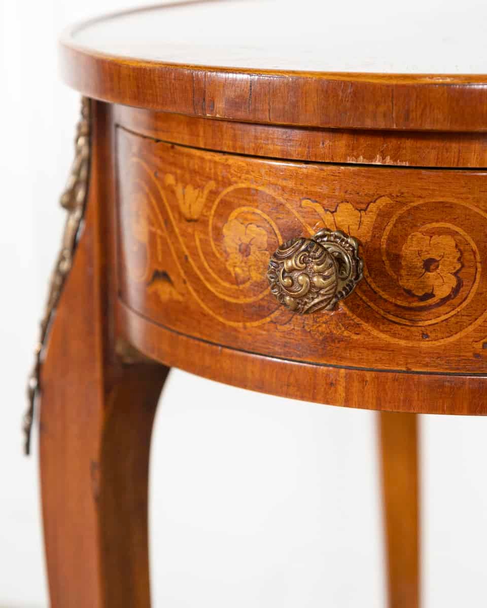 French Late 19th Century Napoleon III Marquetry Side Table with Floral Inlay - JAA
