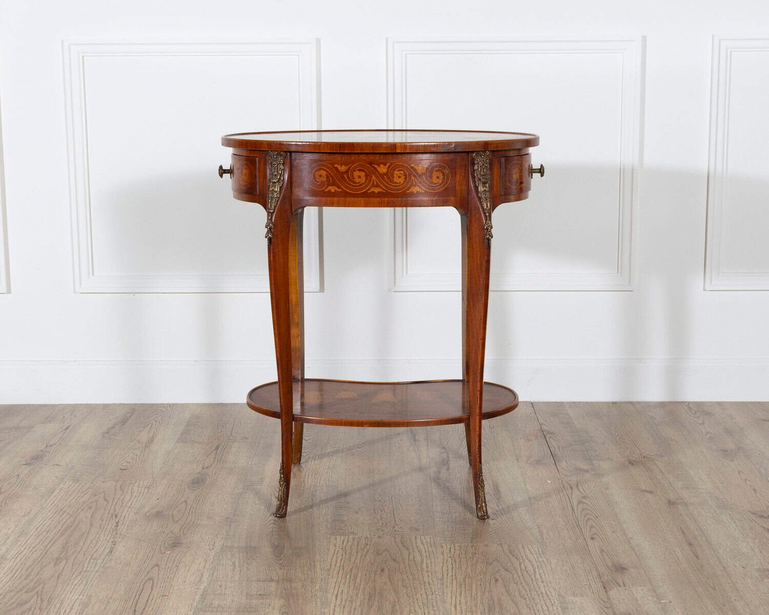 French Late 19th Century Napoleon III Marquetry Side Table with Floral Inlay - JAA