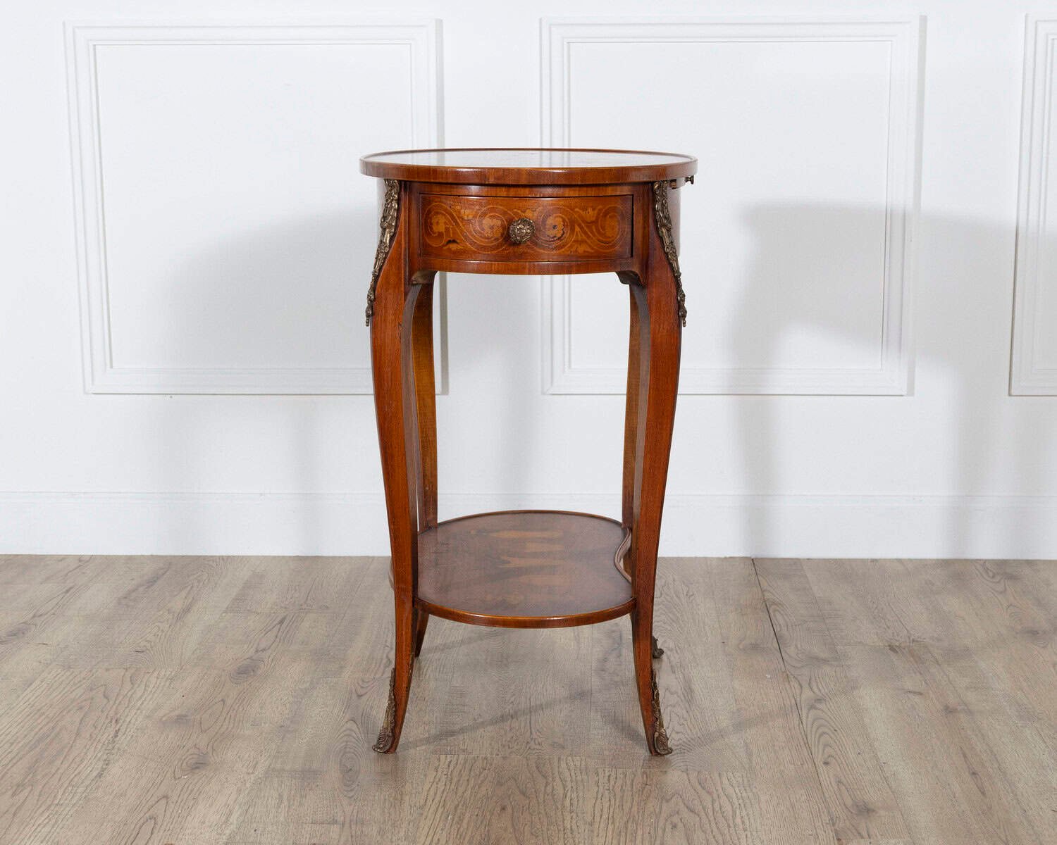 French Late 19th Century Napoleon III Marquetry Side Table with Floral Inlay - JAA