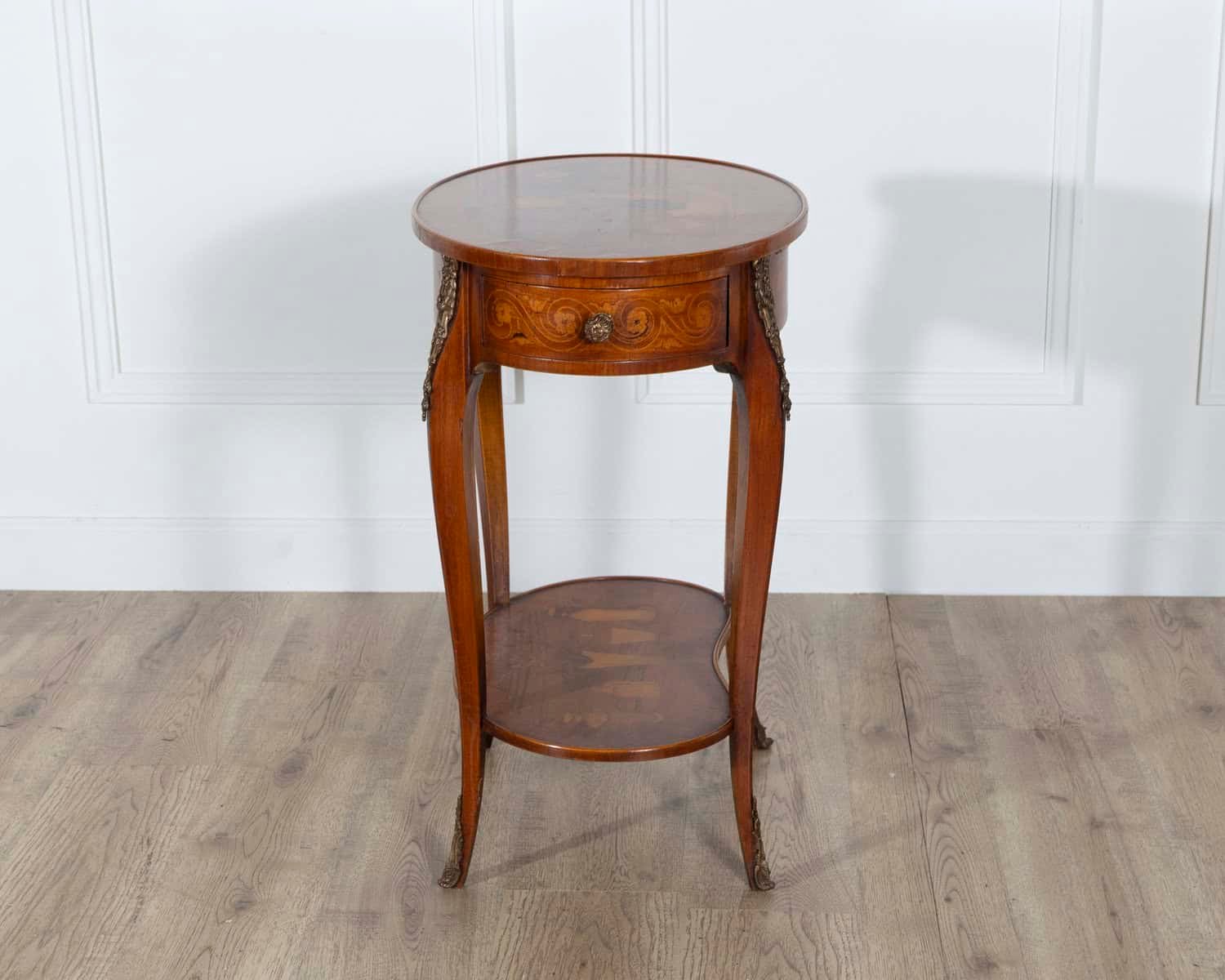 French Late 19th Century Napoleon III Marquetry Side Table with Floral Inlay - JAA