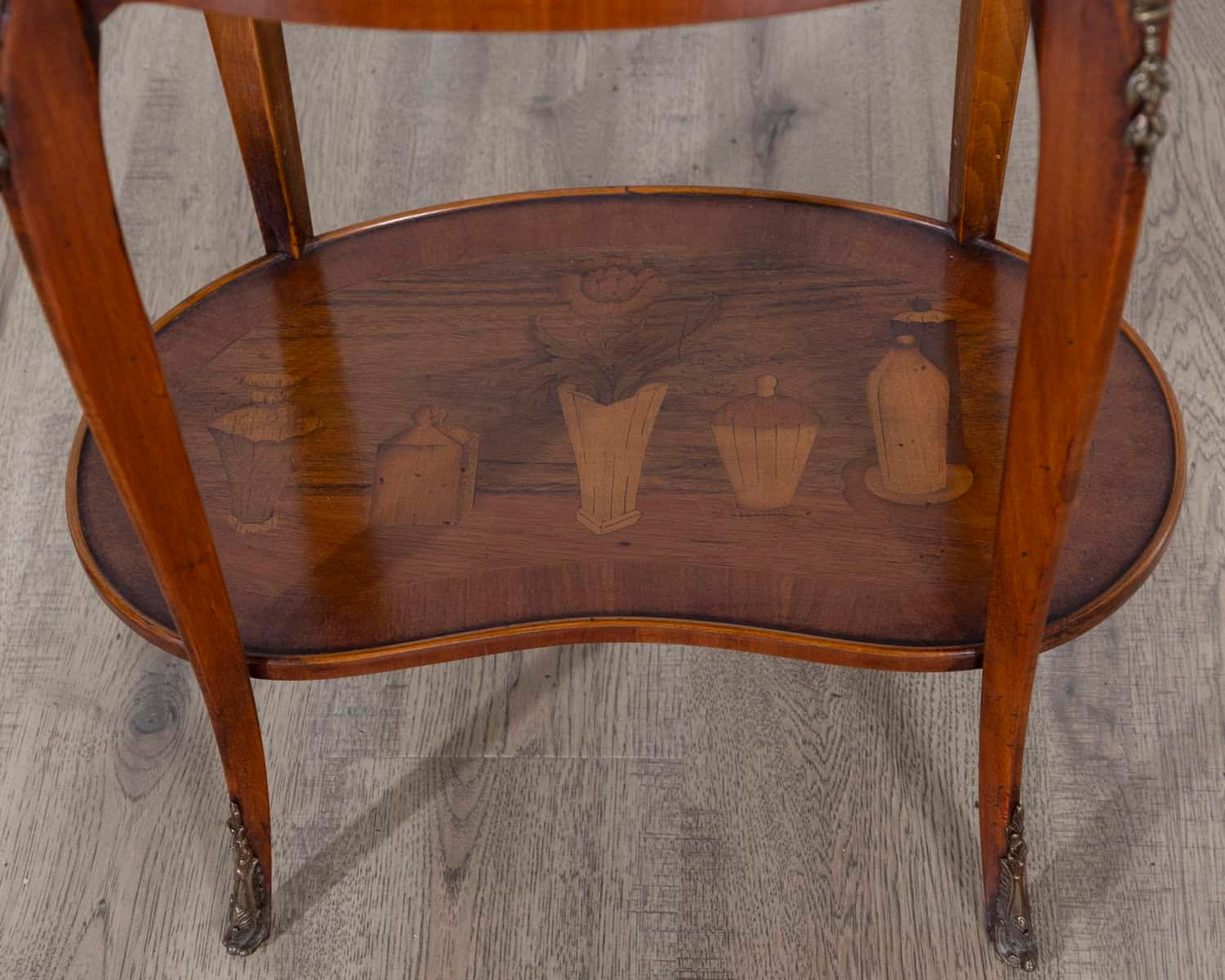 French Late 19th Century Napoleon III Marquetry Side Table with Floral Inlay - JAA