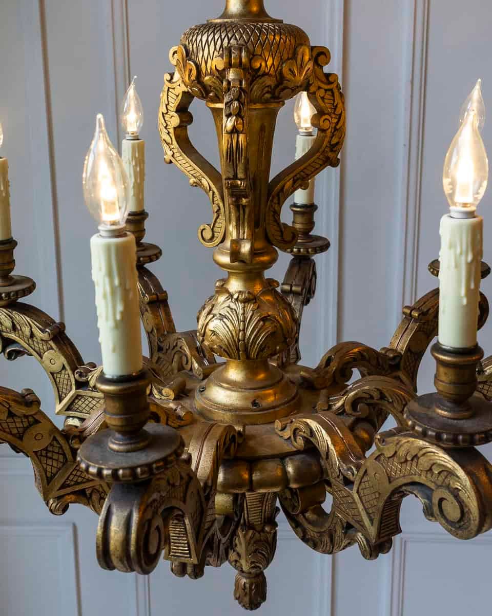 French 20th Century Giltwood Chandelier - JAA