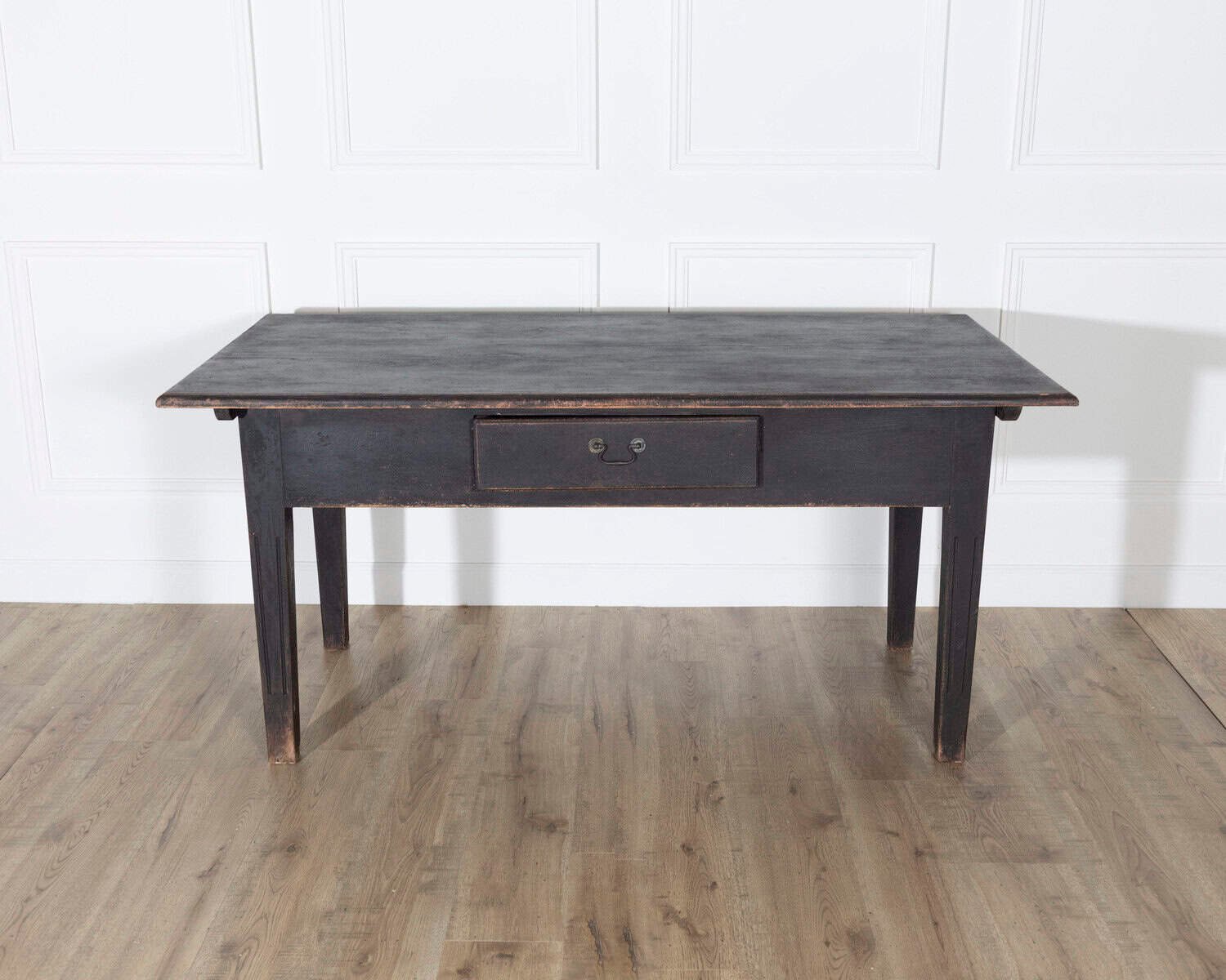 Early 20th Century Swedish Country Pine Kitchen Table in Black - JAA