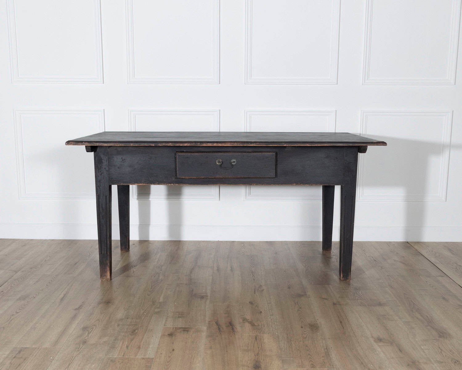 Early 20th Century Swedish Country Pine Kitchen Table in Black - JAA