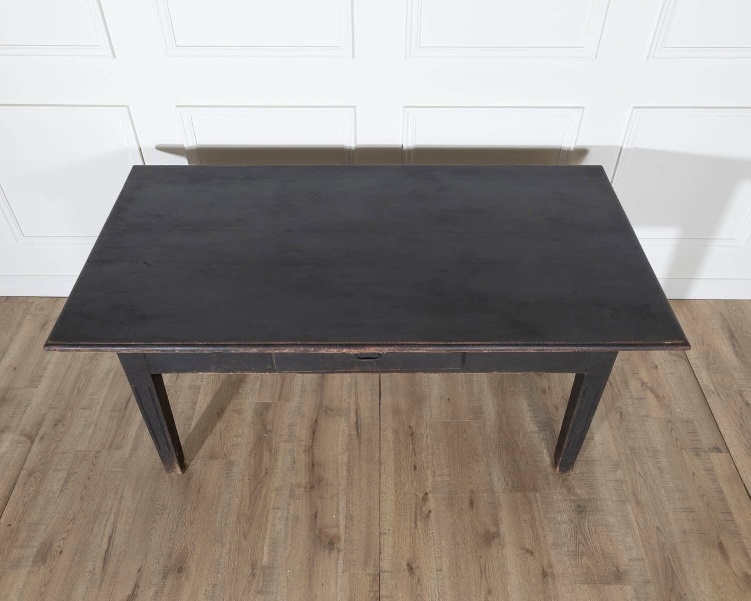 Early 20th Century Swedish Country Pine Kitchen Table in Black - JAA