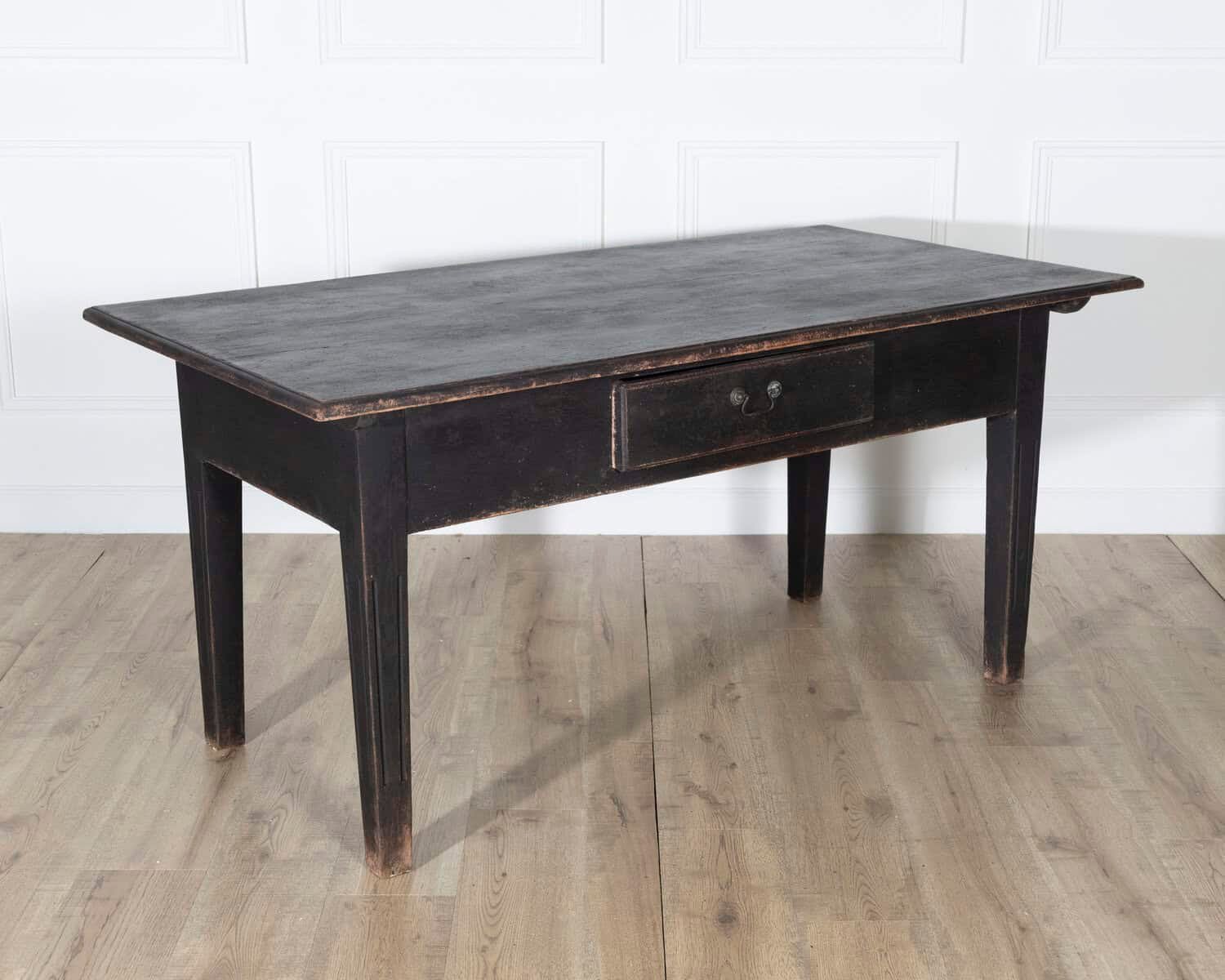 Early 20th Century Swedish Country Pine Kitchen Table in Black - JAA