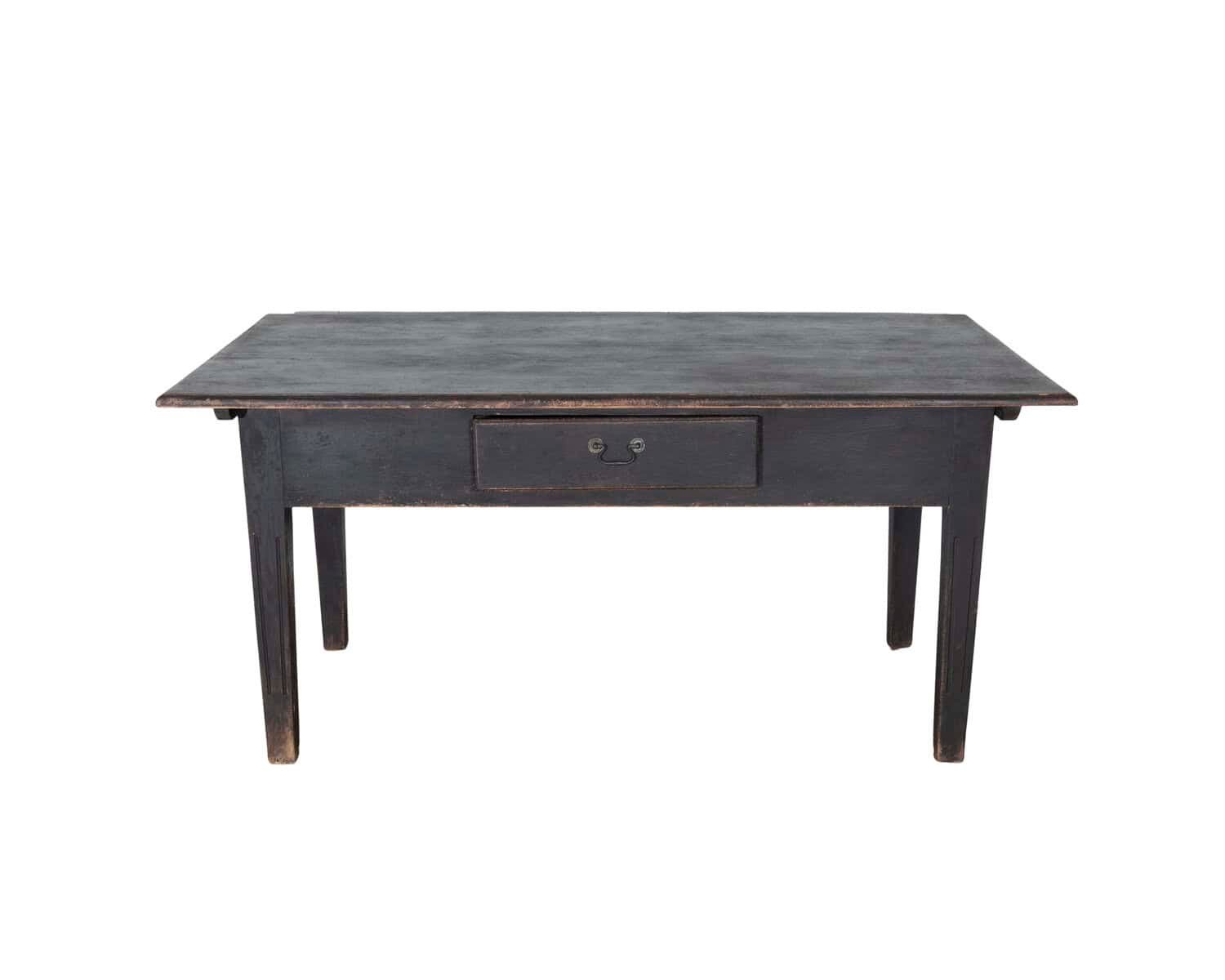 Early 20th Century Swedish Country Pine Kitchen Table in Black